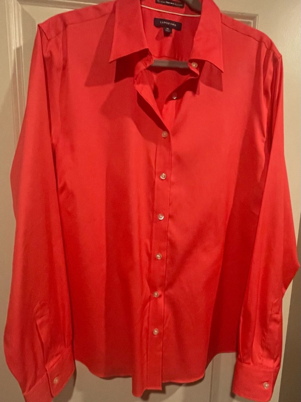 Lands' End Women's Red Button-Down Shirt